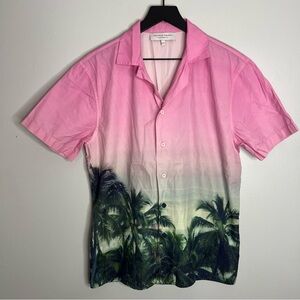 Orlebar Brown Bulldog Pink Palms Button Down Shirt Mens Large Tailored Fit